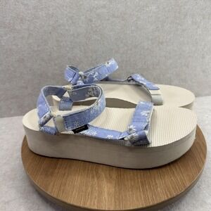 Teva Sandals Shoes Womens Size 9‎ Blue Floral Platform Strappy 1125203 Daisy